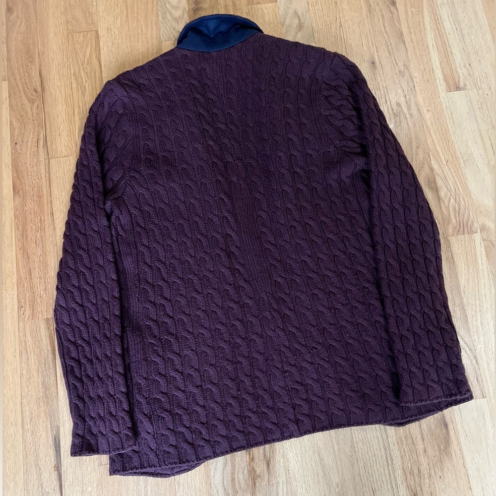 Eleventy Cable Knit Cardigan Sweater/Blazer Made in Italy Burgundy - Picture 7 of 11